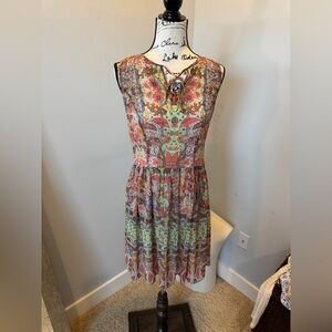 Brooks Brothers Red Fleece Sleeveless Boho Print Dress Size 6 Medium